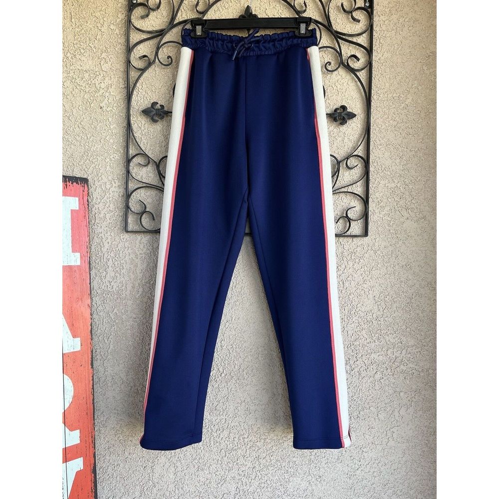 Zara wide leg striped track pants - size small - navy blue/red/white
